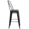 Merrick Lane Sabine Metal Indoor-Outdoor Counter Stool with Vertical Slat Back and Integrated Footrest